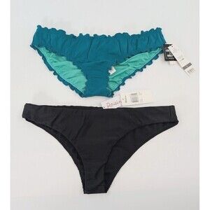 Women Bikini Bottom Large Green‎ Black Raisins Sundazed Mermaid Ruffle Set of 2